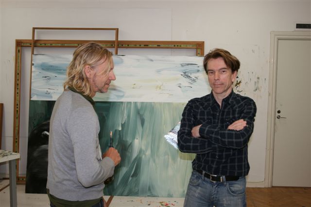 Ernst Billgren tillsammans med Gunnar Bond James Schfer i konststudion 