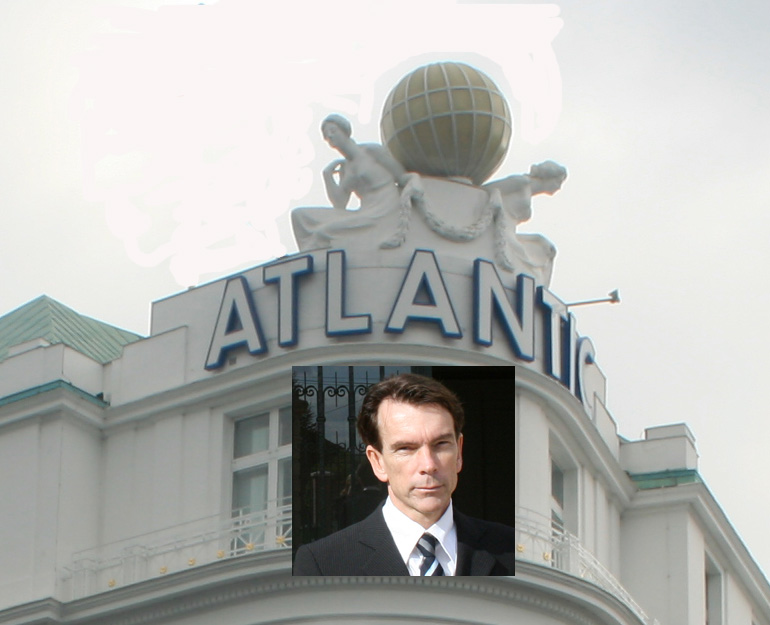 In the front of Hotel Atlantic Kempinski  Hamburg  James Bond,  behind scenes from Tomorrow Never Dies were filmed  