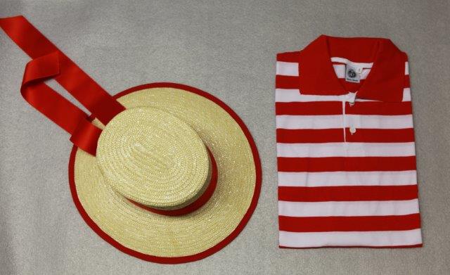 Gondolier hat red and sweatshirt red