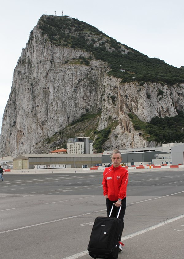James Bond Gunnar Schäfer  avrives at the Gibraltar Rock, here on in front of the Airport.