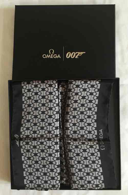 Spectre Omega 007 James Bond Silk Pocket Square Bond Coat of Arms Design, NIB