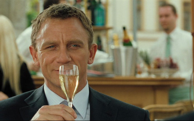 Daniel Craig James Bond in Casino Royale Montenegro (Grand Hotel Pupp  Karlovy Vary Tjeckien) with Champagne