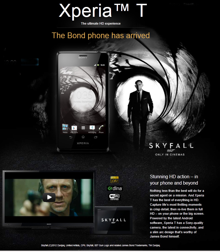 Sony Xperia T is James Bond smartphone in Skyfall 